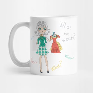 Girl trying on fancy dress Mug